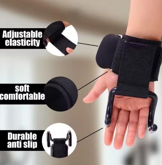 Weight Lifting Hooks with Wrist Support